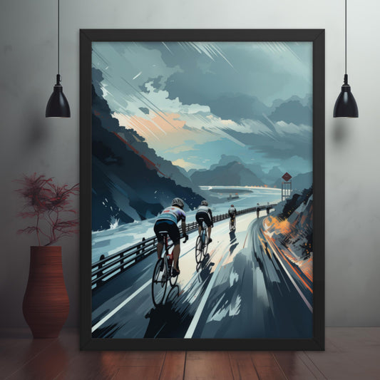 Racing the Storm Framed Cycling Poster