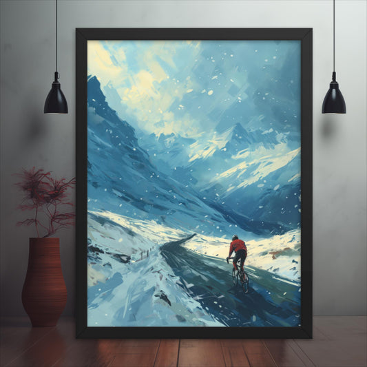Frosty Trail The Alpine Cyclist Framed poster