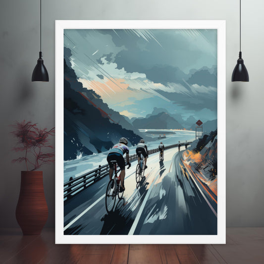 Racing the Storm Framed Cycling Poster