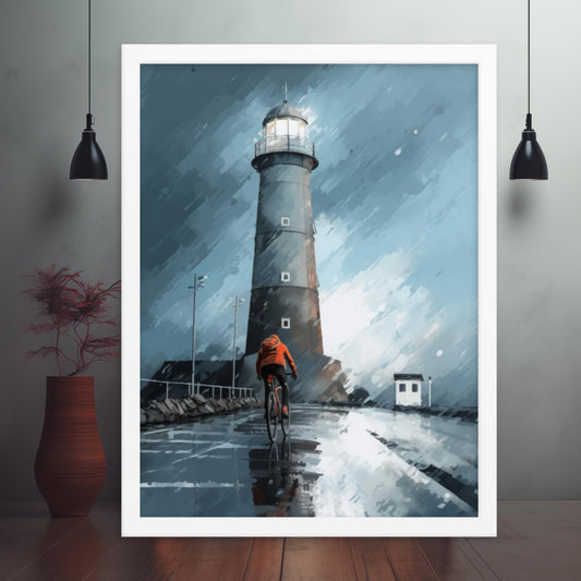 Lighthouse Ride: Beacon in the Storm Framed Poster
