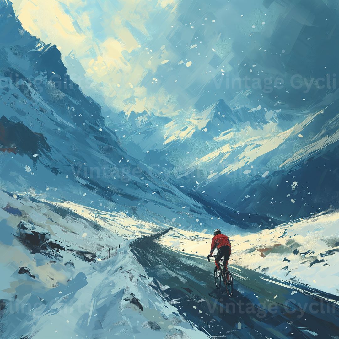 Frosty Trail: The Alpine Cyclist Canvas Print