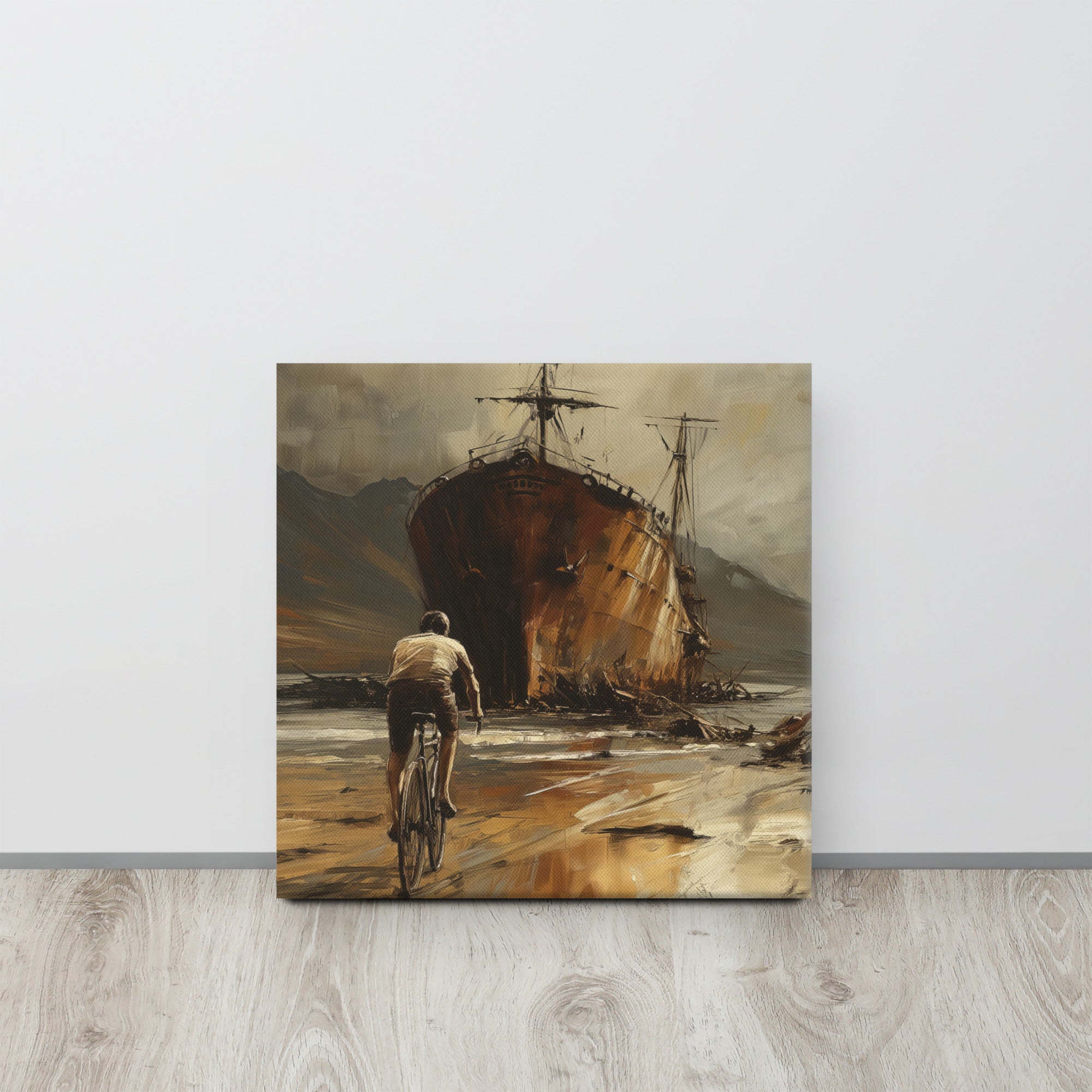 Approaching The Past - The Beached Ship Canvas Print
