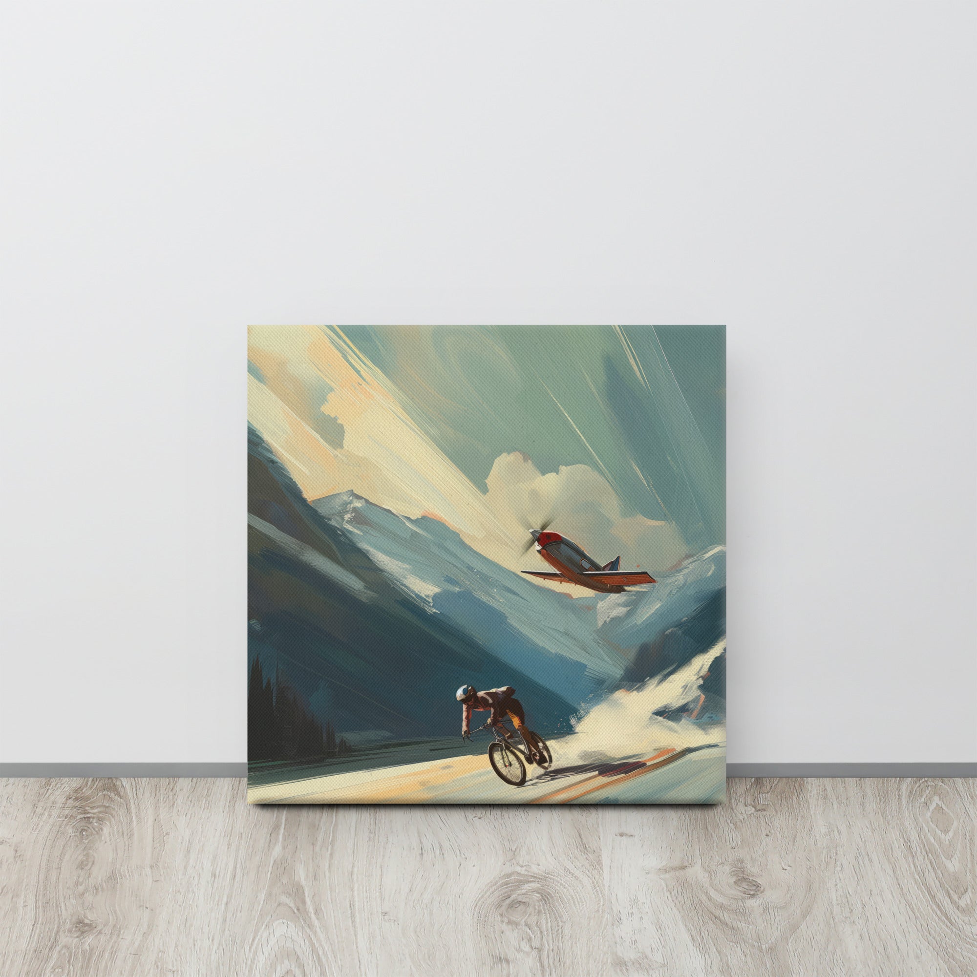 Chasing the Impossible - Bike vs. Plane Canvas Print
