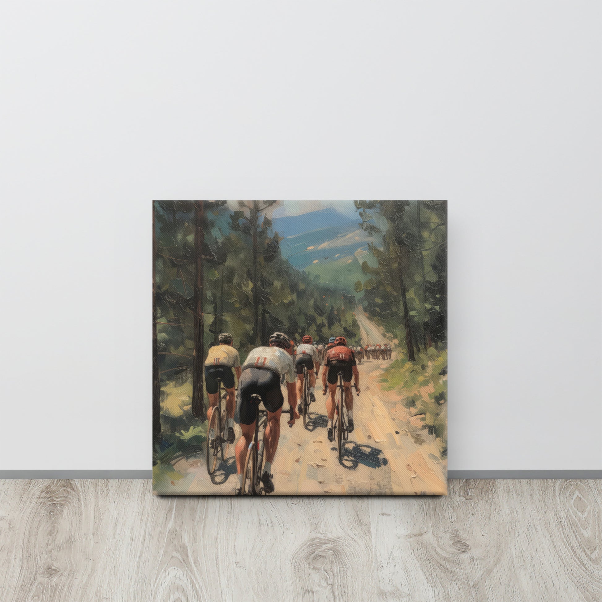 Chase Through the Pines: Gravel Pursuit Canvas Print