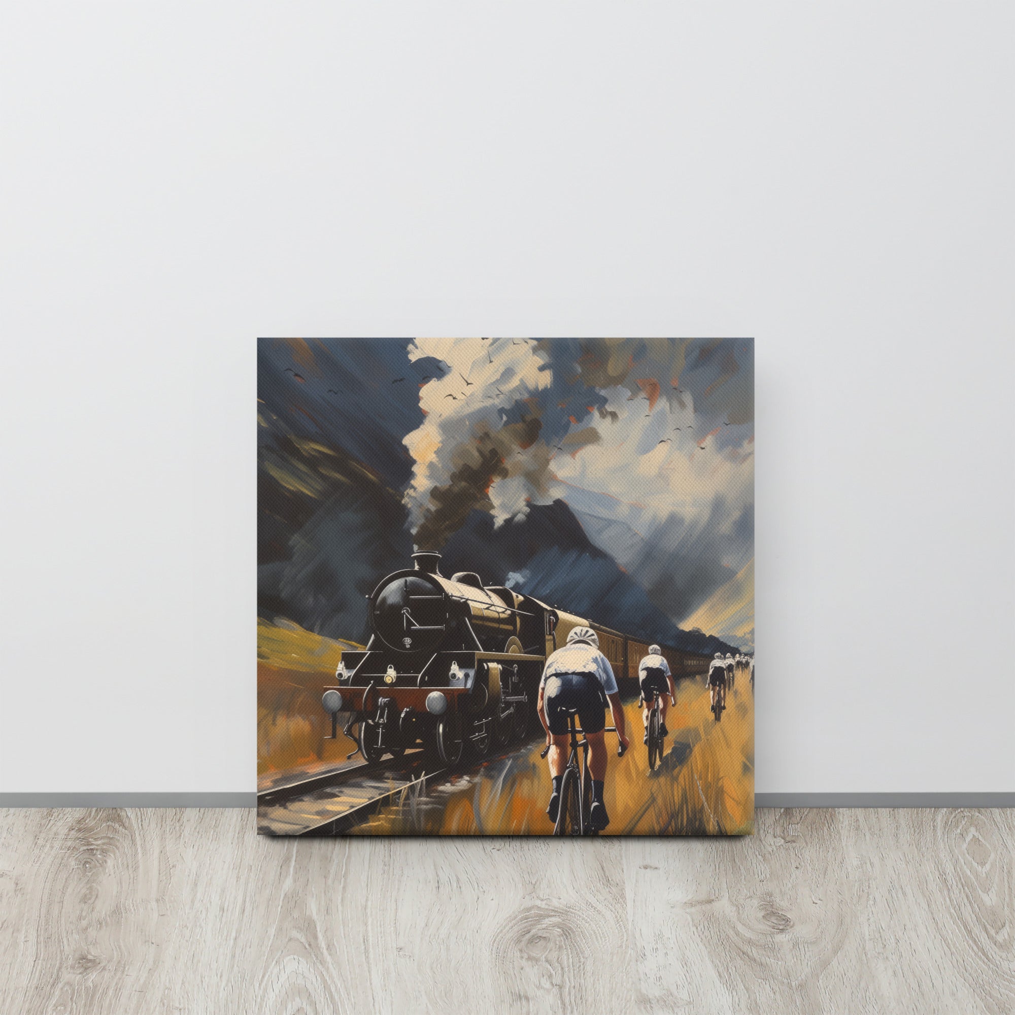 The Great Escape: Cyclists and Steam Canvas Print