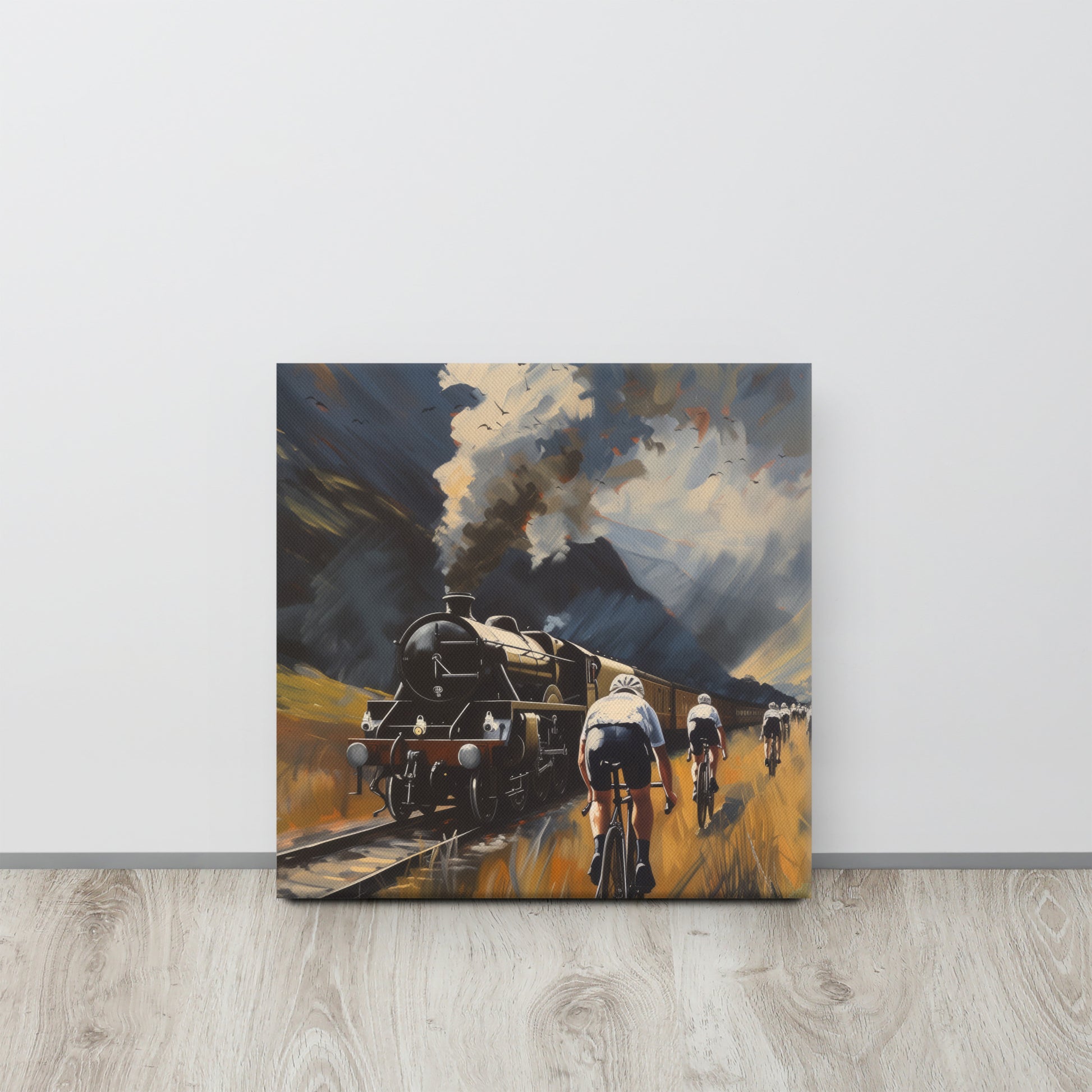 The Great Escape: Cyclists and Steam Canvas Print