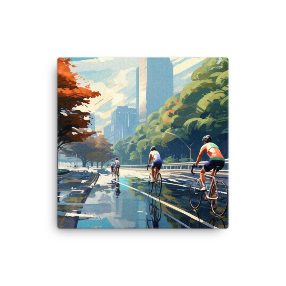 Urban Ride: A Journey Between Two Worlds Canvas Print