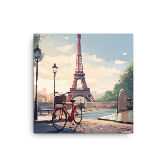 Parisian Serenity: A Gentle Pause Beneath the Eiffel Tower Canvas Print