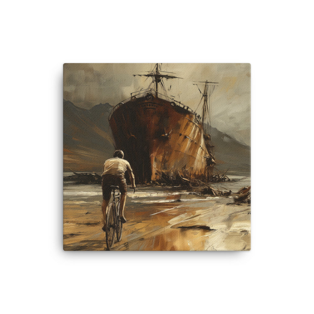 Approaching The Past - The Beached Ship Canvas Print