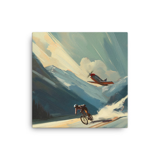 Chasing the Impossible - Bike vs. Plane Canvas Print