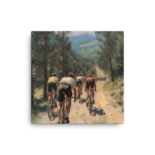 Chase Through the Pines: Gravel Pursuit Canvas Print