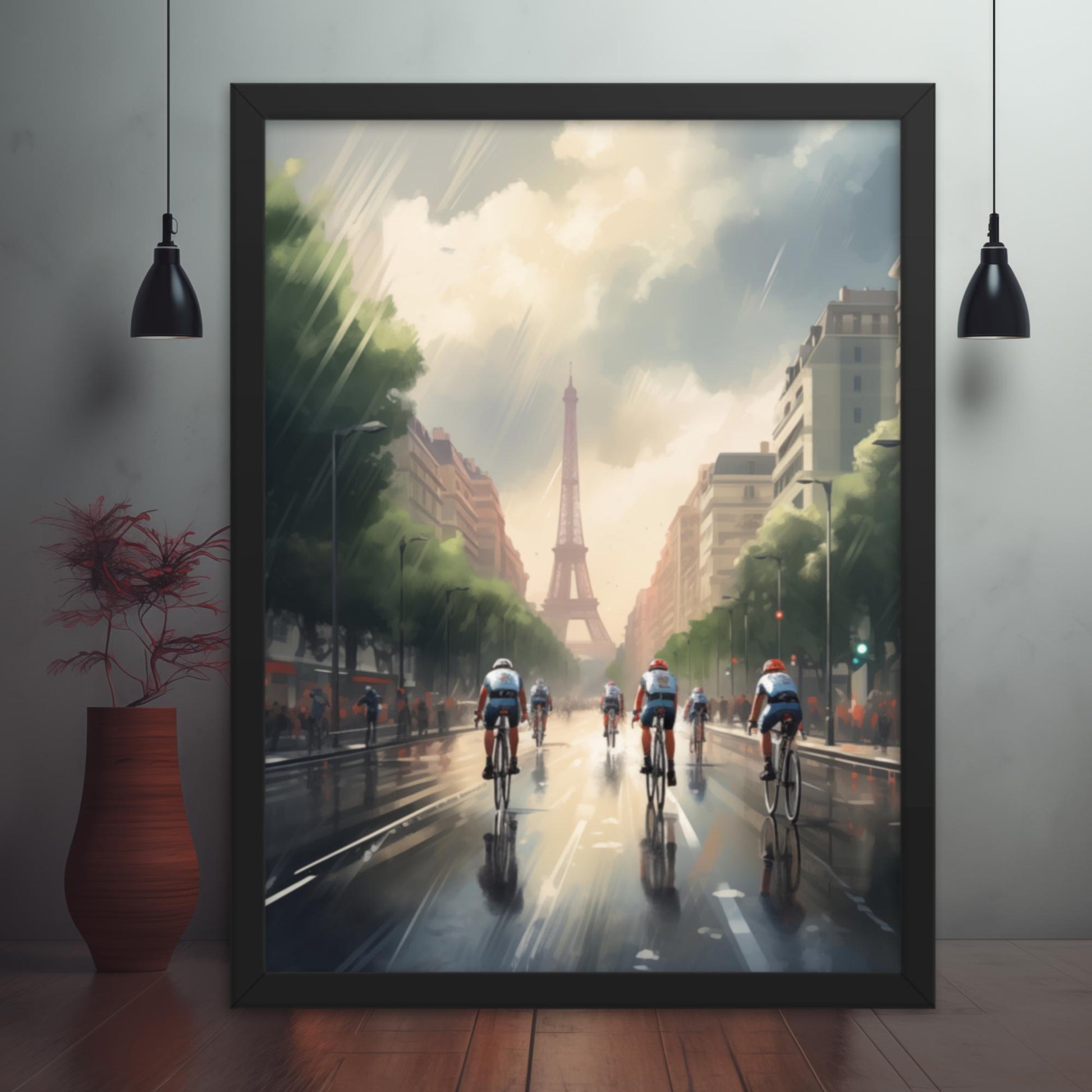 Pedaling Through Paris - Eiffel Tower Ride Framed Poster