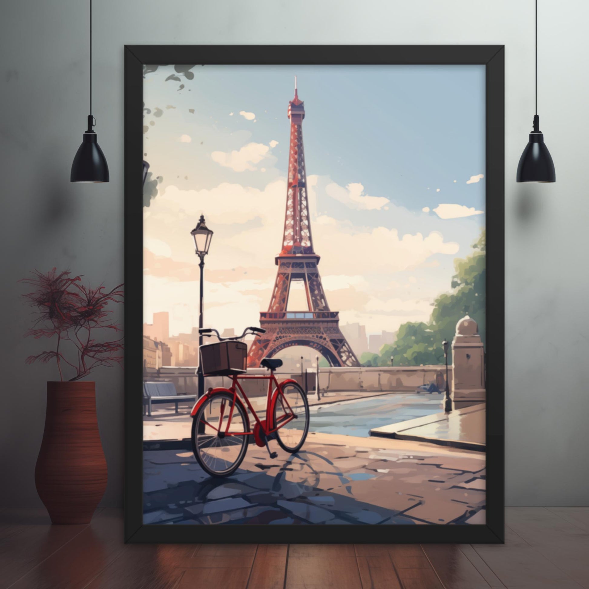 Parisian Serenity - A Gentle Pause Beneath the Eiffel Tower Framed Poster