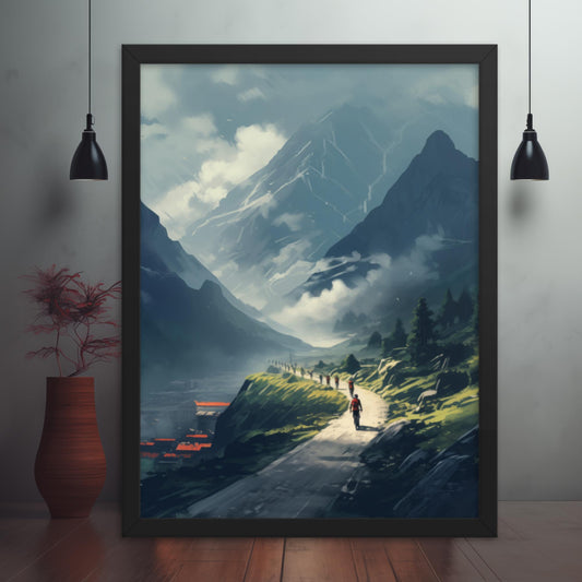 Summit Silhouettes - Shared Journeys Beneath the Peaks Framed poster