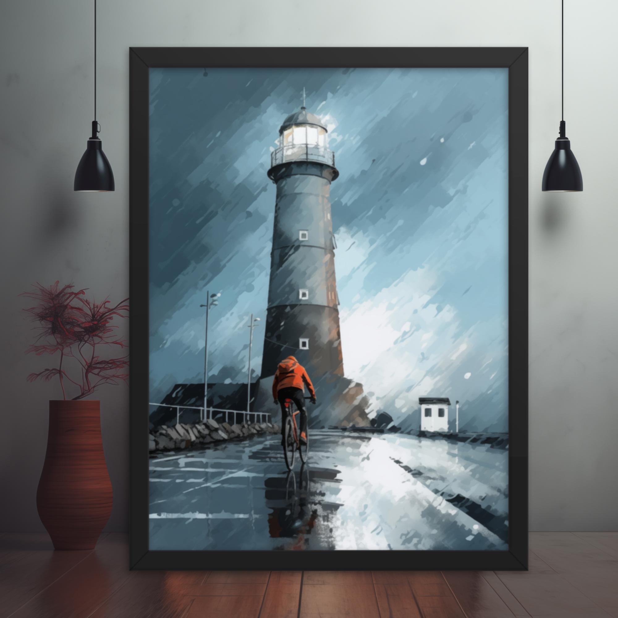 Lighthouse Ride: Beacon in the Storm Framed Poster
