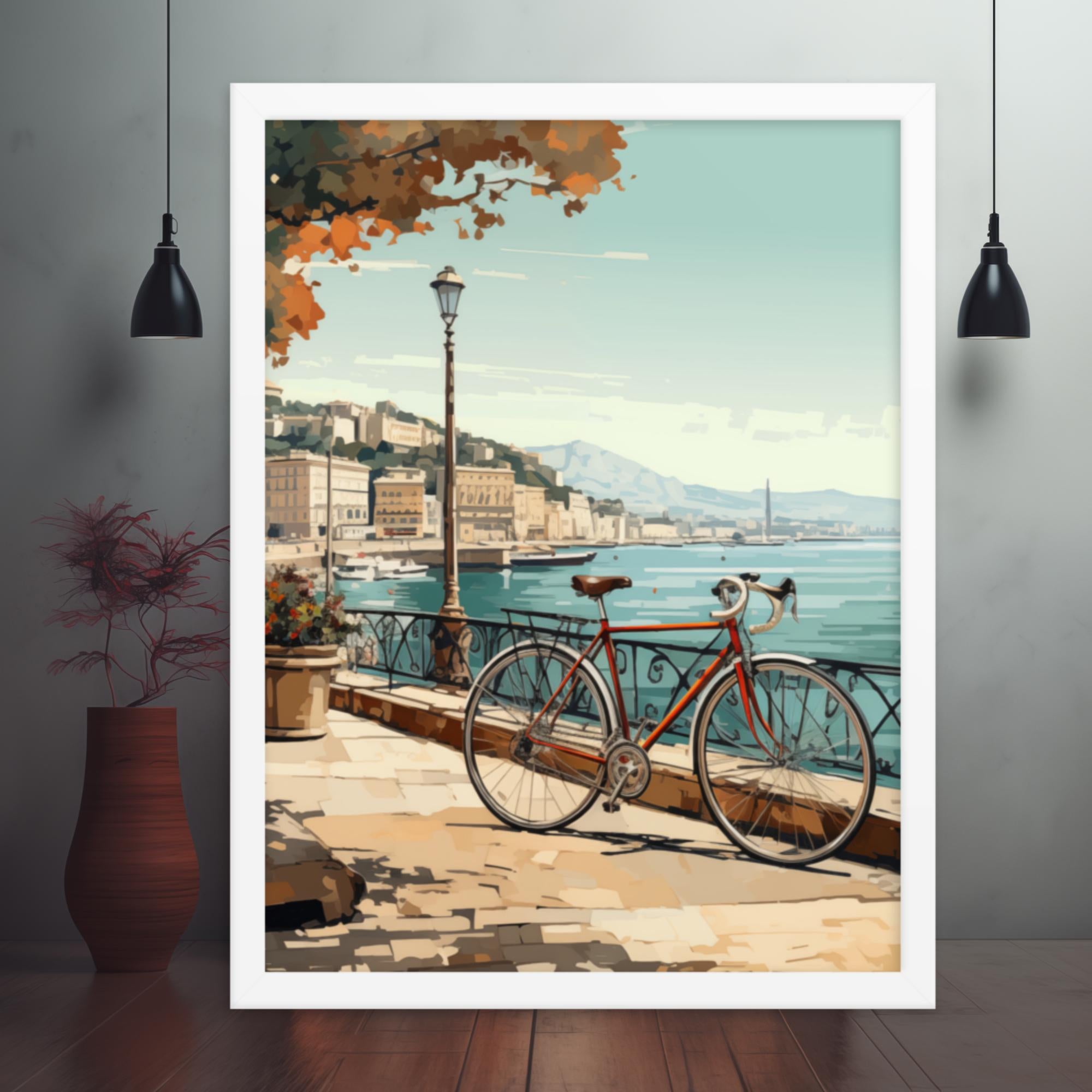 Riviera Radiance - Monte Carlo Seaside Ride Framed Poster