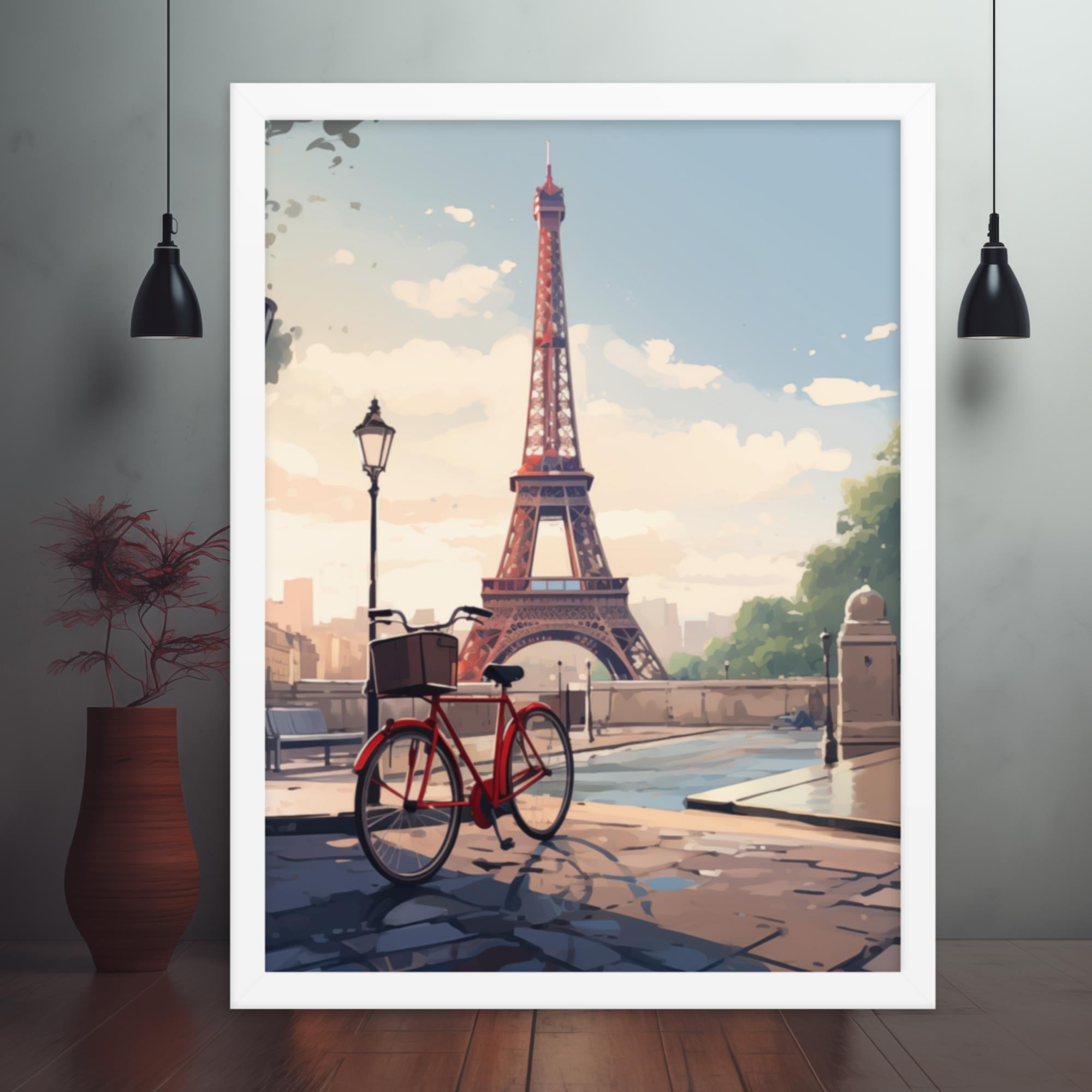 Parisian Serenity - A Gentle Pause Beneath the Eiffel Tower Framed Poster