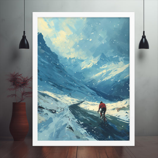 Frosty Trail The Alpine Cyclist Framed poster
