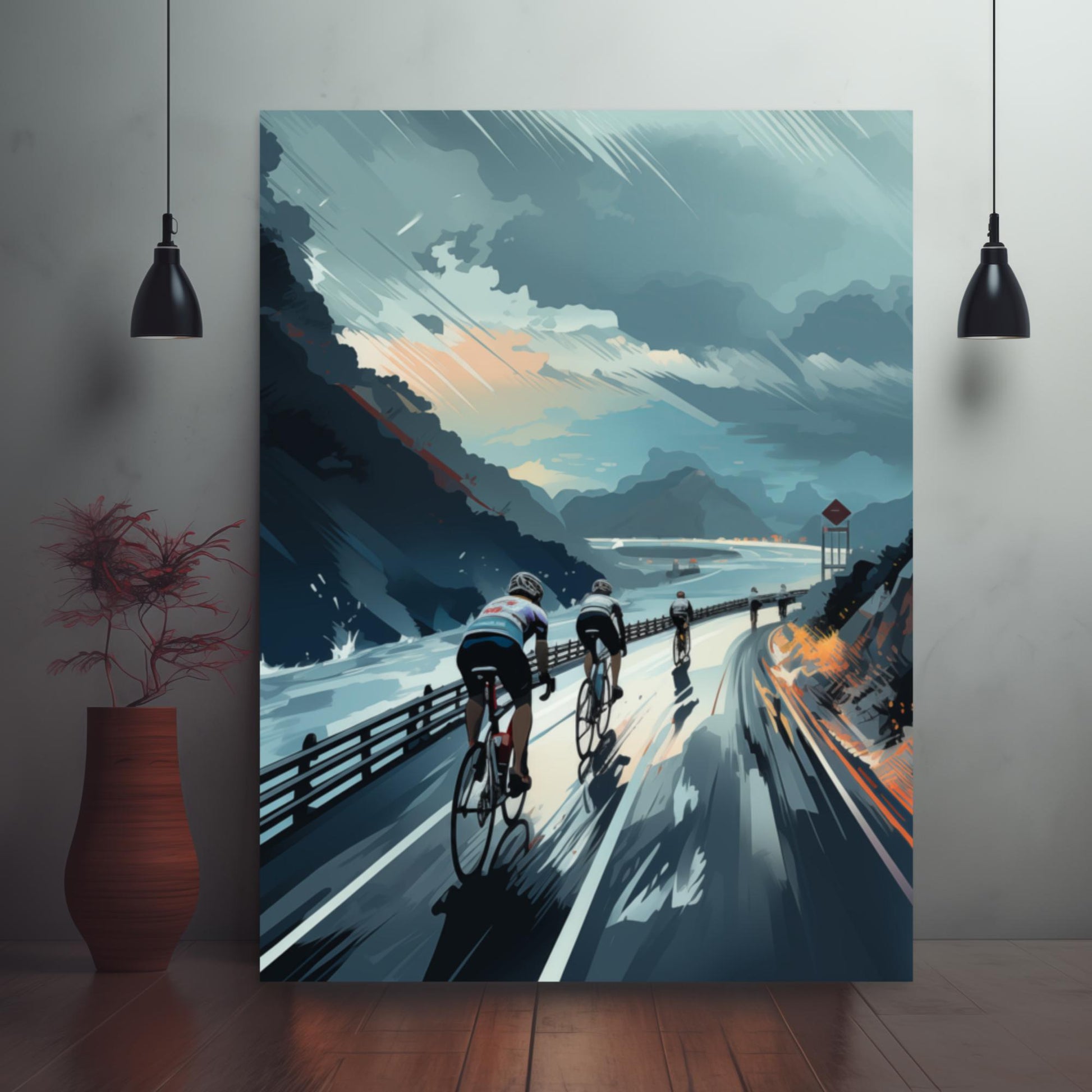 Racing the Storm Framed Cycling Poster