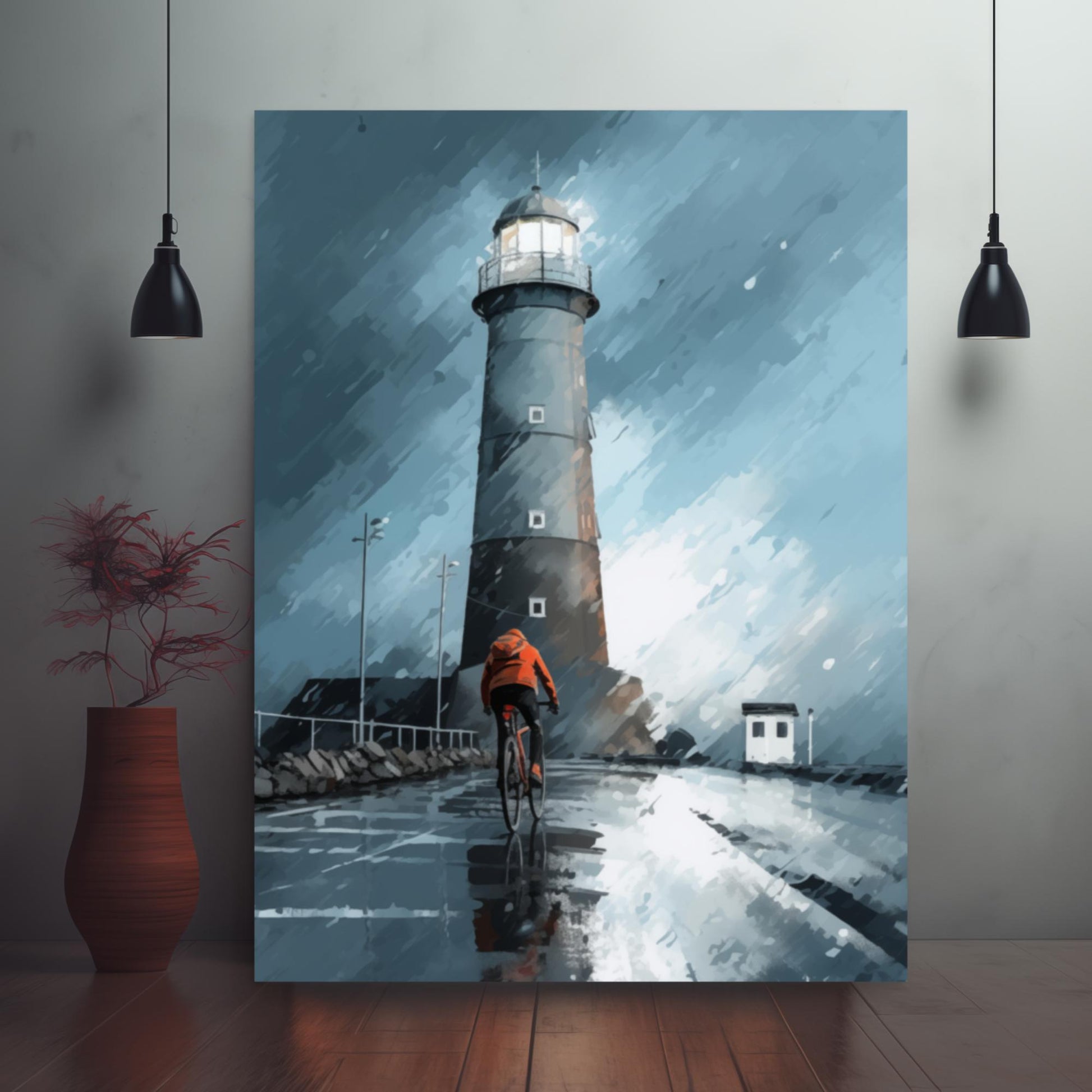 Lighthouse Ride: Beacon in the Storm Framed Poster