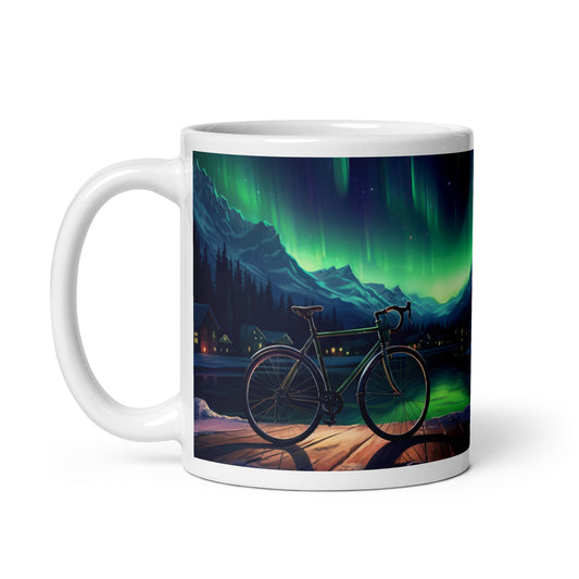 Bicycle Under The Northern Lights Cycling Mug