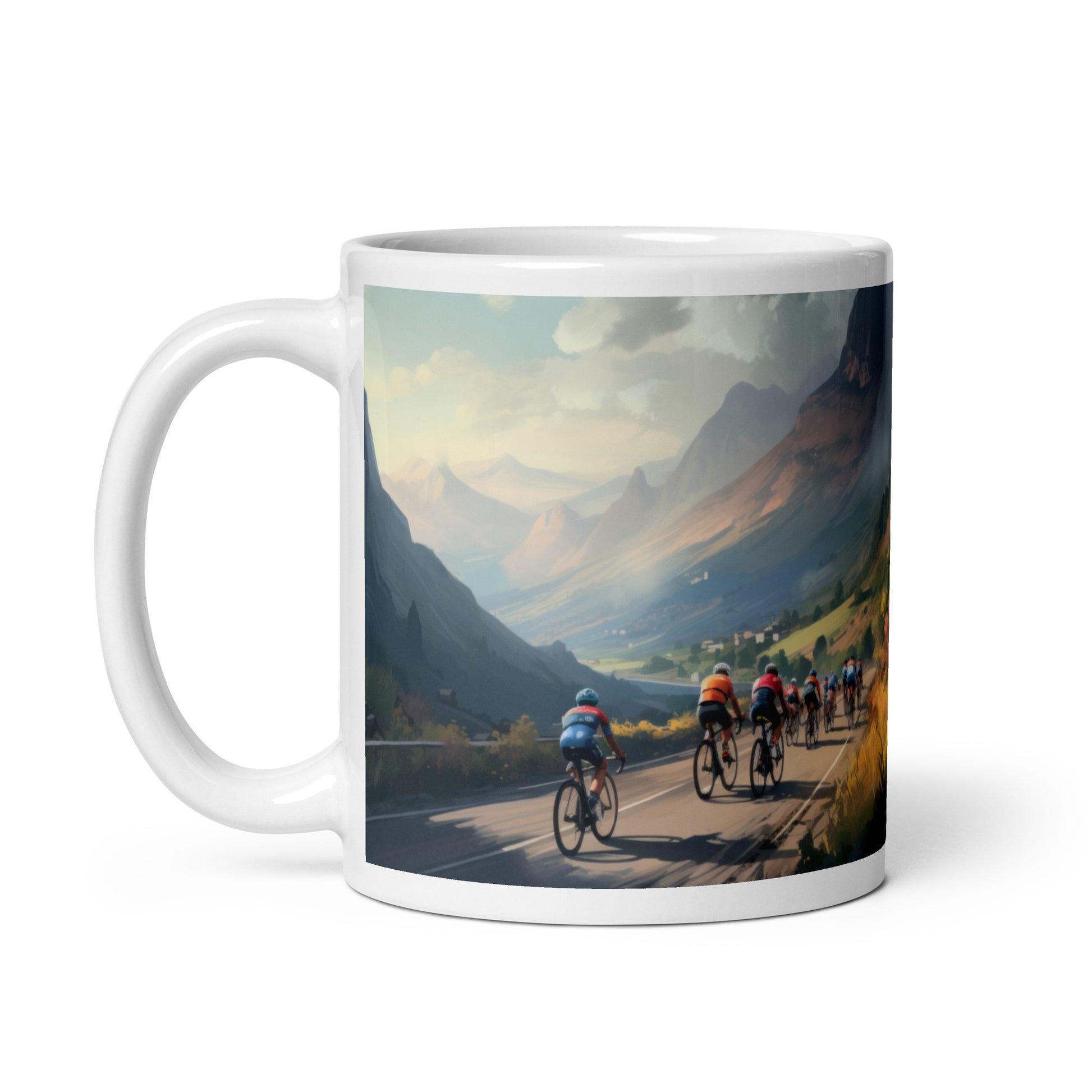 Racing In The Mountains Cycling Mug