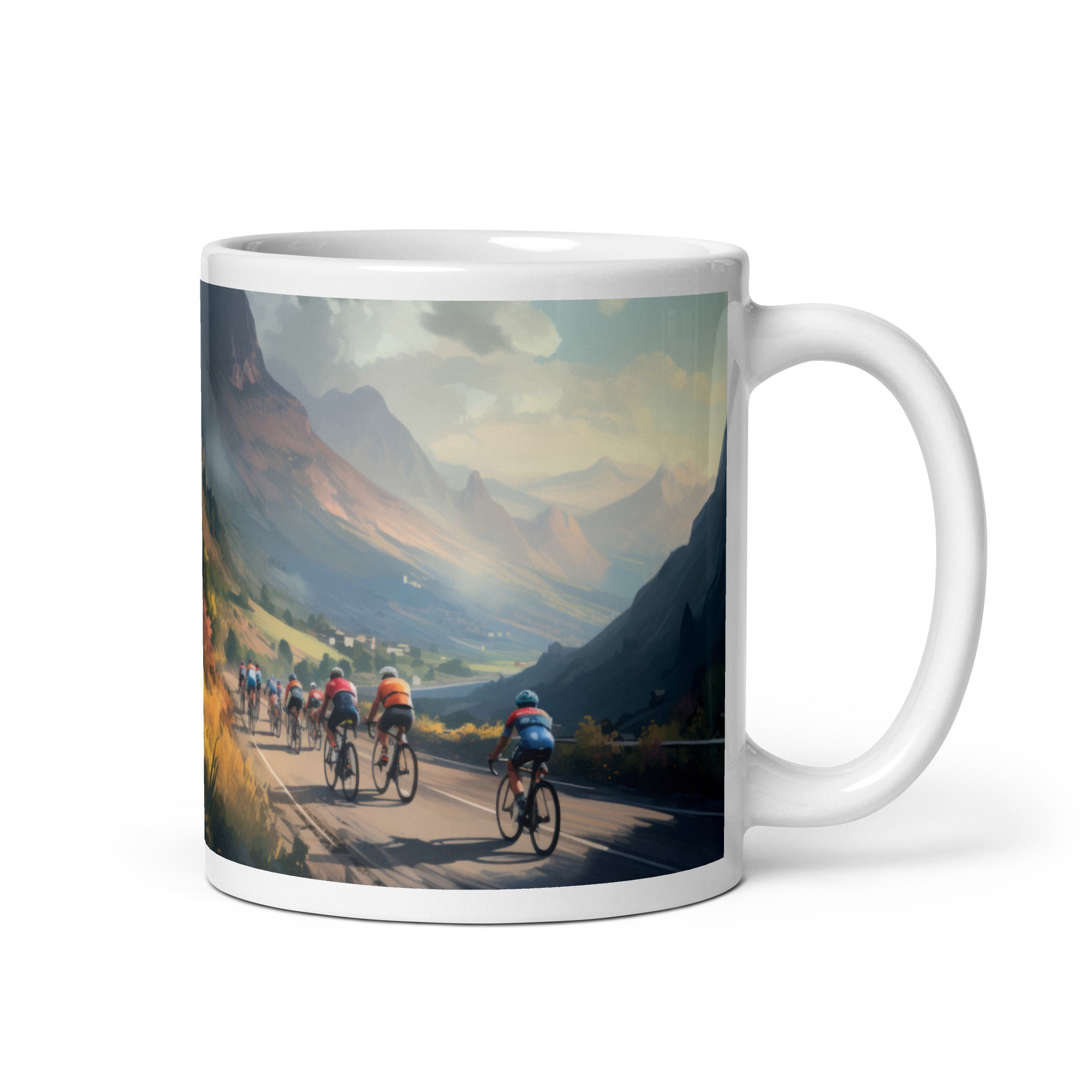 Racing In The Mountains Cycling Mug